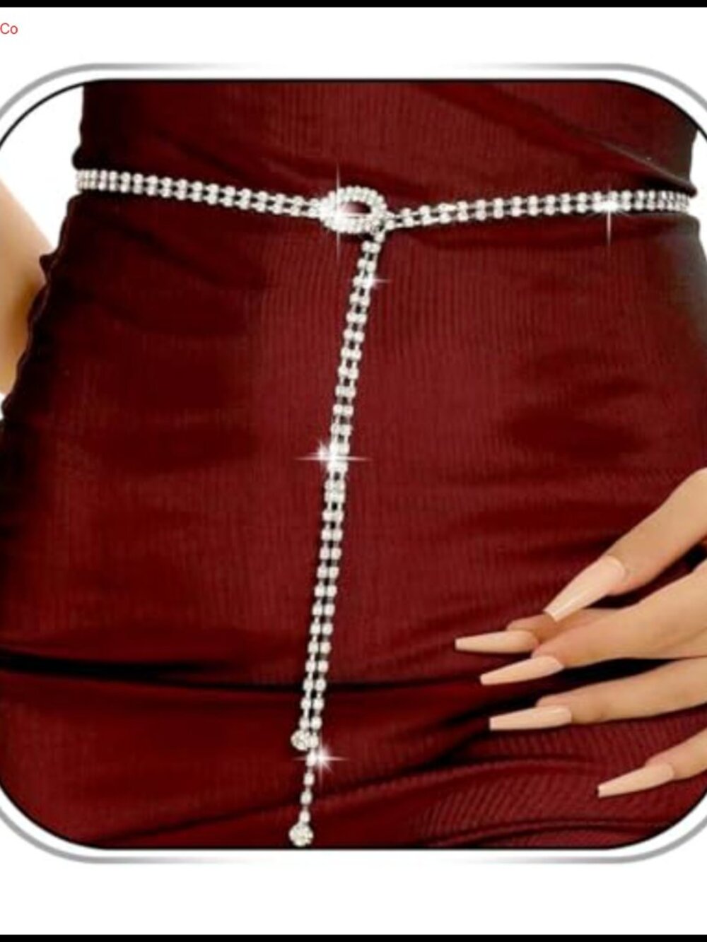 Rhinestone Waist Belt Crystal Chain Adjustable Thin Belt for Dress